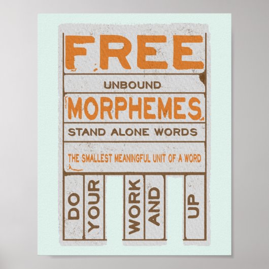 Poster Morphèmes libres humoristique structurée littérati (Devant)