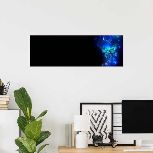 Poster Morpho Butterfly in the Dark Background (Bureau à domicile)