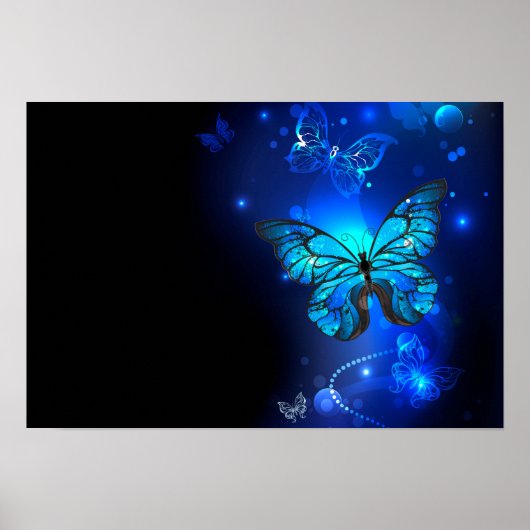 Poster Morpho Butterfly in the Dark Background (Devant)