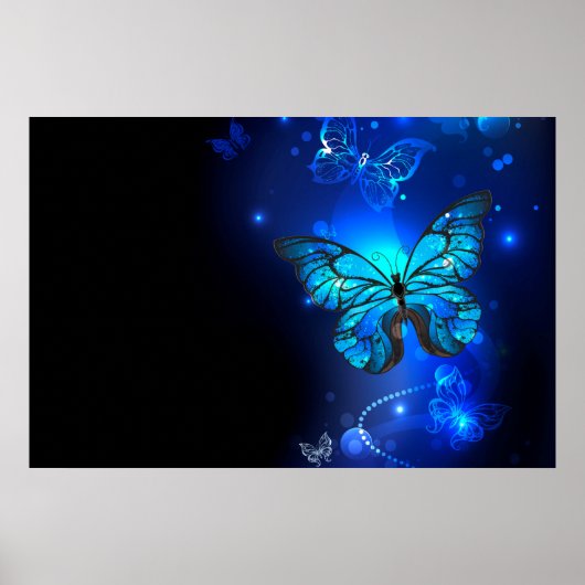 Poster Morpho Butterfly in the Dark Background (Devant)