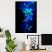 Poster Morpho Butterfly in the Dark Background (Bureau à domicile)