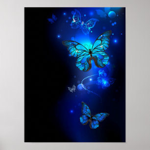 Poster Morpho Butterfly in the Dark Background