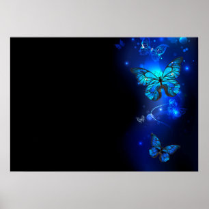 Poster Morpho Butterfly in the Dark Background