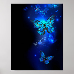 Poster Morpho Butterfly in the Dark Background