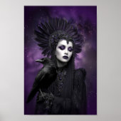 Poster Morrigan violet corbeau noir déesse art (Devant)