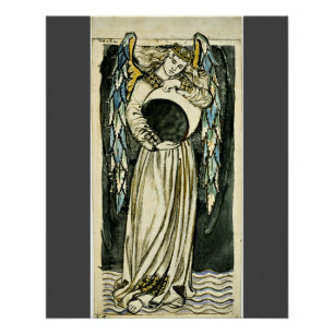 Poster Morris - Ange de nuit tenant une lune en attente