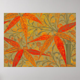 Poster Morris & Co. Motif Bamboo Godwin Orange et Sauge