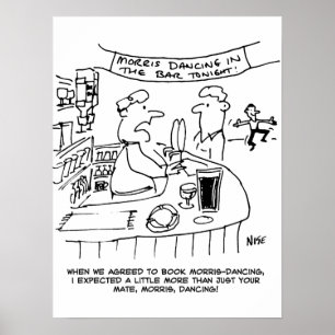 Poster Morris Dancing in Pub. Danse Morris traditionnelle