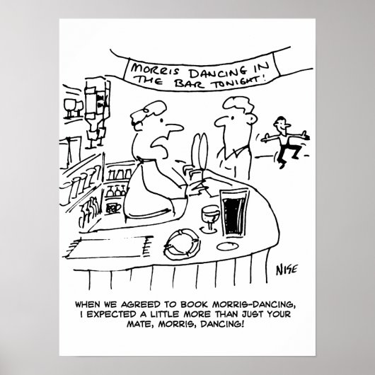 Poster Morris Dancing in Pub. Danse Morris traditionnelle (Devant)