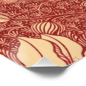 Poster Morris Inspiré Lily Flower Botanique Rouge Textile (Coin)