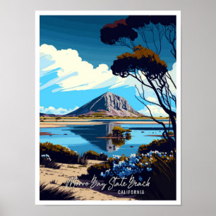 Poster Morro Bay State Beach California voyage millésime