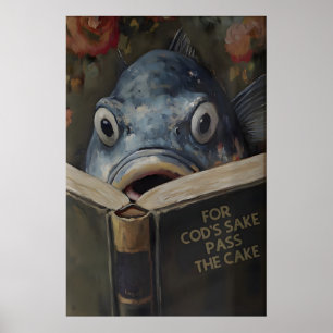 Poster Morue drôle lisant un livre intitulé Pour l'amour