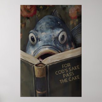 Poster Morue drôle lisant un livre intitulé Pour l'amour