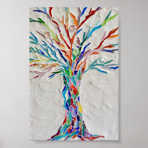 Poster Mosaic Arbre Arc-en-ciel