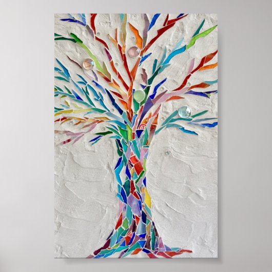 Poster Mosaic Arbre Arc-en-ciel (Devant)