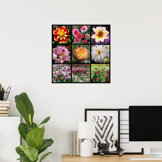 Poster Mosaic dahlia fleurs (Bureau à domicile)