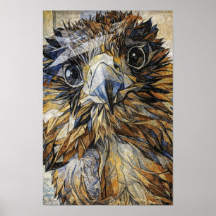 Poster Mosaic Falcon - Oiseau de proie géométrique Art mu