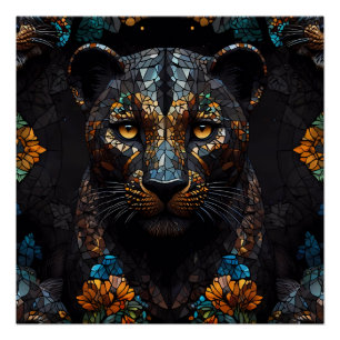 Poster Mosaic Leopard Majesty