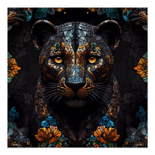 Poster Mosaic Leopard Majesty (Devant)