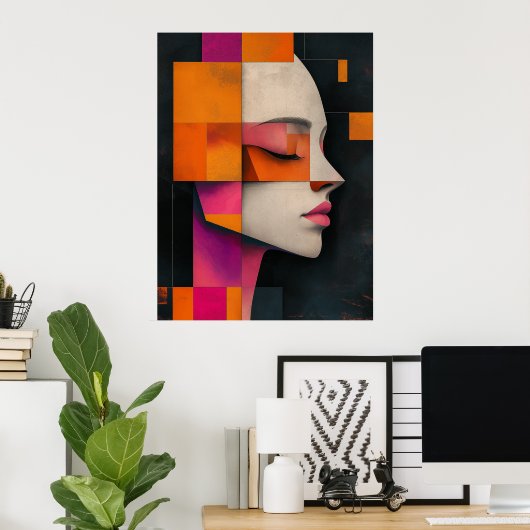 Poster Mosaic of Her Silence — Painterly Blocks (Bureau à domicile)