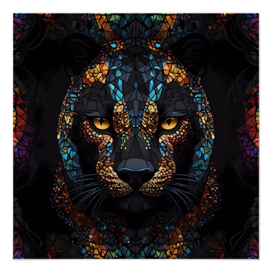 Poster Mosaic Panther Art (Devant)