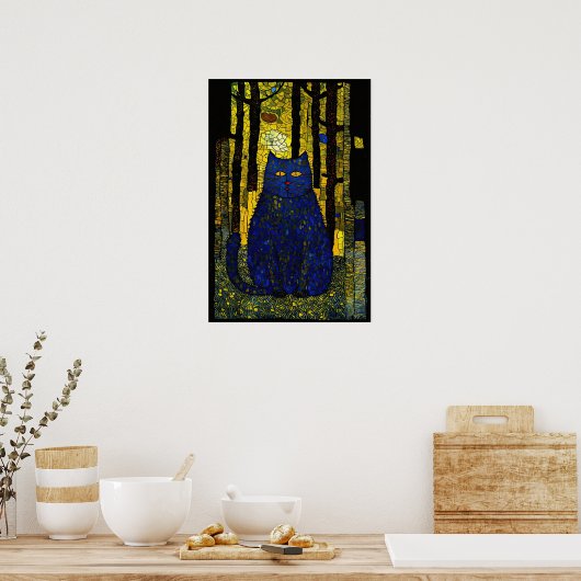 Poster Mosaic Woods : Un Portrait de Chat Lumineux (Cuisine)
