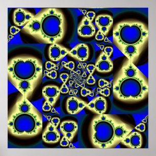 Poster Mosaïque abstraite de Mandelbrot en or Art fractal