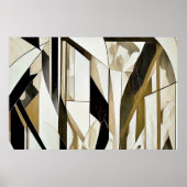 Poster Mosaïque Abstraite Or et Neutre (Devant)