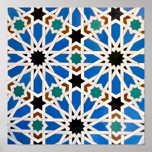Poster Mosaïque bleue marocaine (Devant)