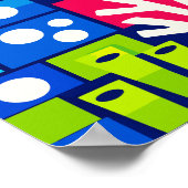 Poster Mosaïque colorée de tortue marine géométrique (Coin)