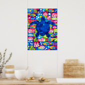 Poster Mosaïque colorée de tortue marine géométrique (Cuisine)