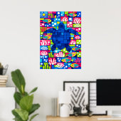 Poster Mosaïque colorée de tortue marine géométrique (Bureau à domicile)