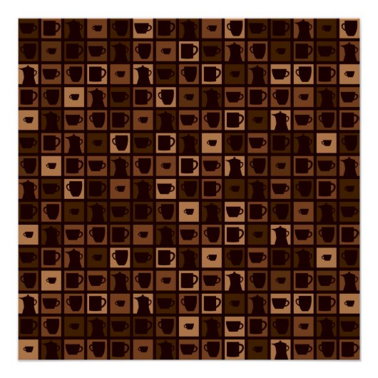 Poster Mosaïque de café funky (Devant)
