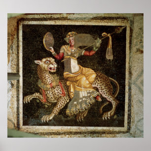 Poster Mosaïque de Dionysus chevauchant un Leopard c.180 