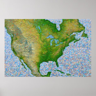 Poster Mosaïque de l'Amérique du Nord