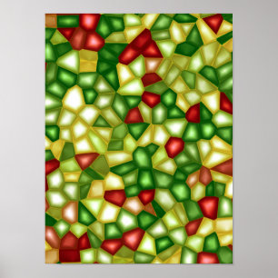 Poster Mosaïque de Noël en Verre Coloré