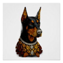 Mosaïque de pierres précieuses de Doberman Art de
