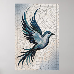 Poster Mosaïque de plumes - Oiseau décoratif