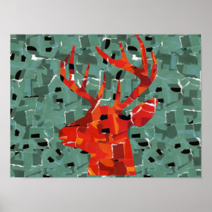 Poster Mosaïque de silhouette de tête de cerf