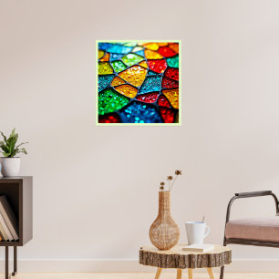 Poster Mosaïque de verre vibrant : Couleurs de joaillerie
