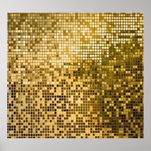 Poster Mosaïque d'or : Carreaux Carrés Texture.
