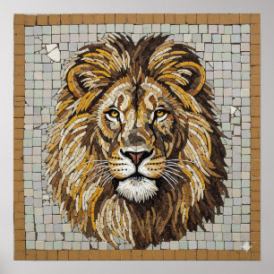 Poster Mosaïque du lion antique
