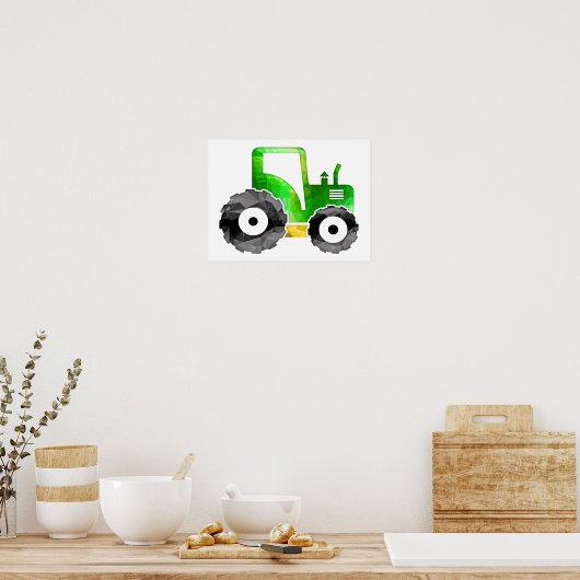 Poster Mosaïque en Polygon Tracteur vert et jaune (Cuisine)