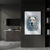 Poster Mosaïque esthétique gris-bleuté face à chien [BD-A