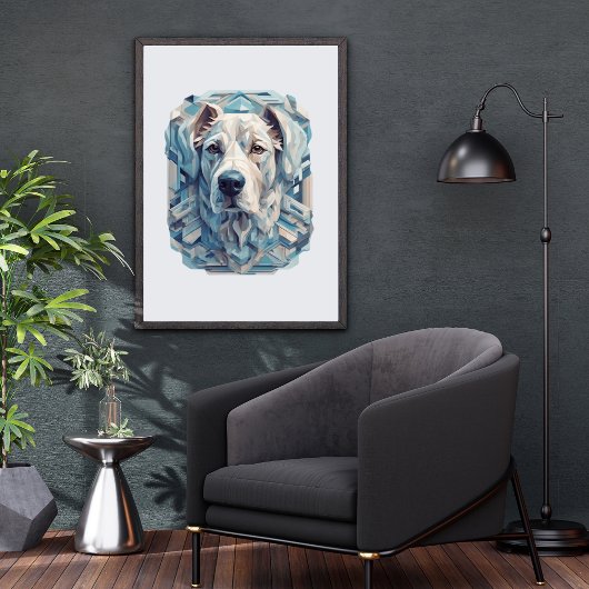 Poster Mosaïque esthétique gris-bleuté visage de chien [B