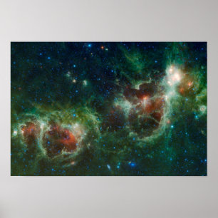 Poster Mosaïque infrarouge du Coeur et de la Soul nebulae