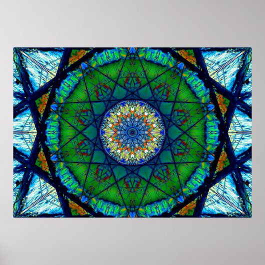 Poster Mosaïque kaléidoscopique colorée | Mandala Abstrai (Devant)