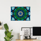 Poster Mosaïque kaléidoscopique colorée | Mandala Abstrai (Bureau à domicile)