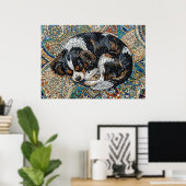 Poster Mosaïque Mandala Cavalier King Charles Spaniel (Bureau à domicile)