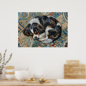 Poster Mosaïque Mandala Cavalier King Charles Spaniel (Cuisine)